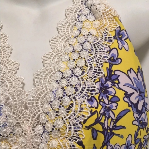 EUC Sea Angel Floral Yellow and Purple Swimsuit - Picture 3 of 6